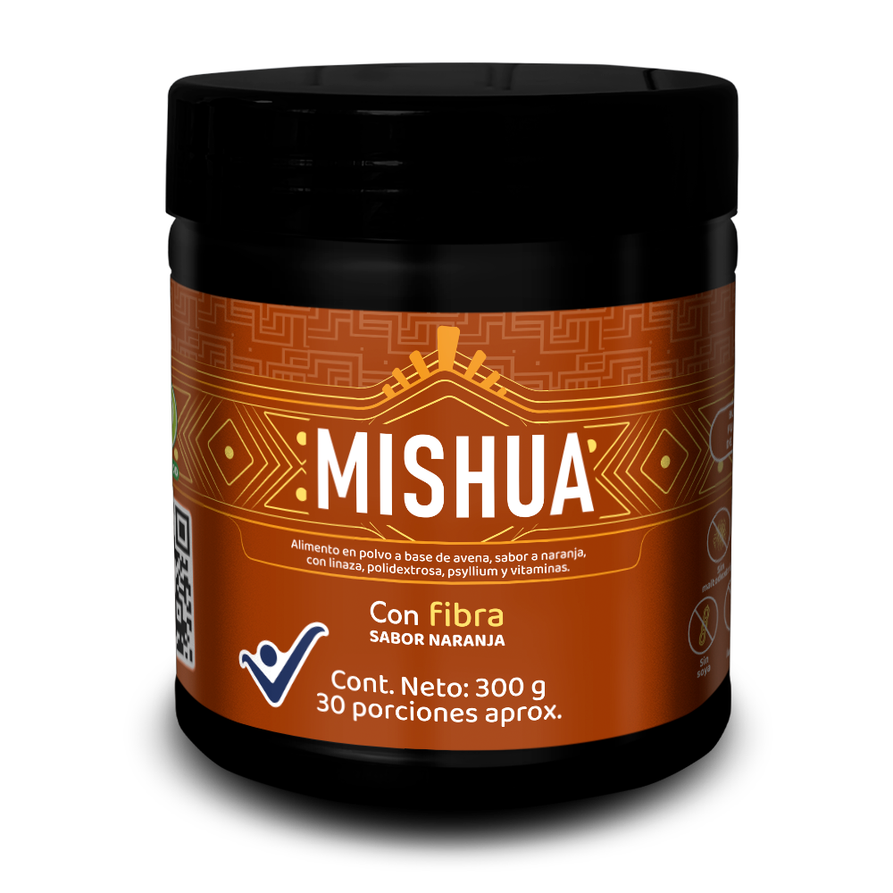 Tarro de MISHUA Fibra Premium sabor naranja 300g vista frontal