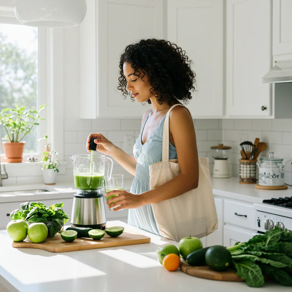 Mujer tomando té matcha para mejorar la digestión y apoyar un proceso natural de detox