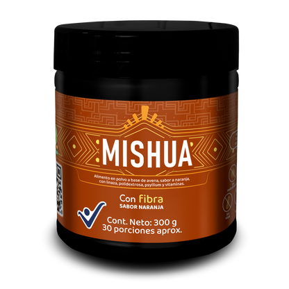 Tarro de MISHUA Fibra Premium sabor naranja 300g vista frontal
