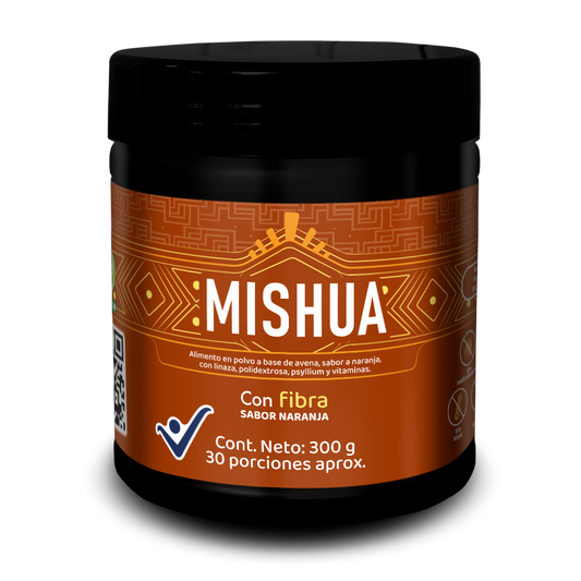 Tarro de MISHUA Fibra Premium sabor naranja 300g vista frontal