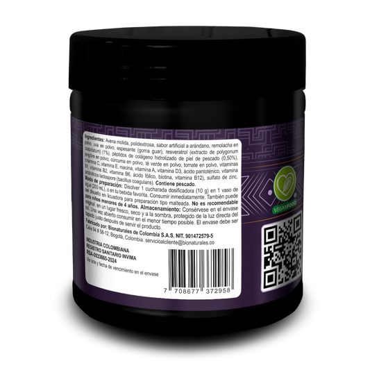 MISHUA Trans-Resveratrol información nutricional sin azúcar sin lácteos