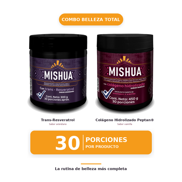 Combo Belleza Total — Trans-Resveratrol + Colágeno Peptan® | Mishua