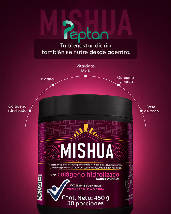 Péptidos de Colágeno Hidrolizado Peptan® 100% puro | Con Biotina, Vitaminas y Minerales – Mishua