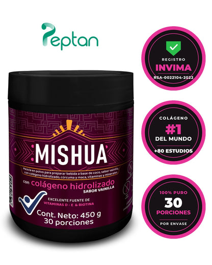 Péptidos de Colágeno Hidrolizado Peptan® 100% puro | Con Biotina, Vitaminas y Minerales – Mishua