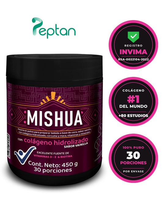 Péptidos de Colágeno Hidrolizado Peptan® 100% puro | Con Biotina, Vitaminas y Minerales – Mishua